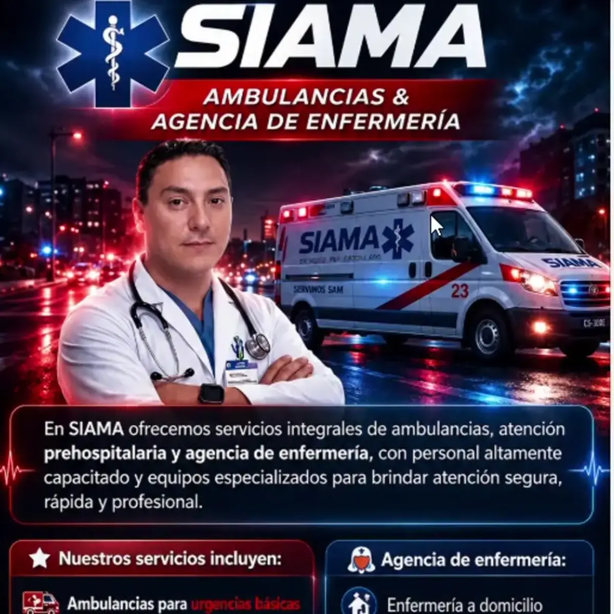 Médico y ambulancia SIAMA